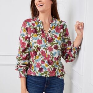 Talbots | NWT Cotton Voile Floral Popover Blouse Medium
